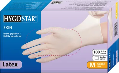 Obrázok produktu pre 10x Hygostar 2650 Latexhandschuhe Skin weiß Gr. 10/XL gepudert