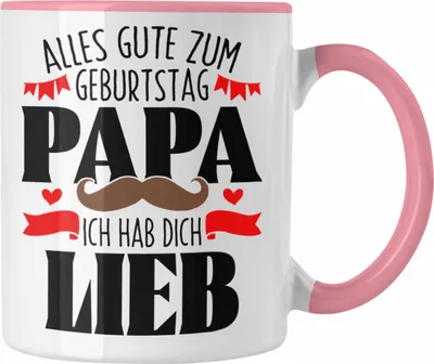 Produktbild von Trendation - Papa Geschenk Tasse Geburtstag Ich Hab Dich Lieb Vater Geschenkidee zum Geburtstag von Sohn Tochter (Rosa)