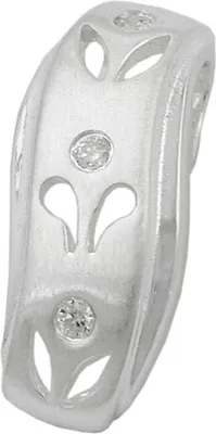 Produktbild von Anhänger aus 925 Silber matt Rand glänzend mit Zirkonia Damen Kettenanhänger