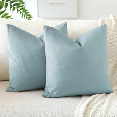 Productafbeelding van Set van 2 fluwelen kussenhoezen, 50x50 cm, cyaanblauw