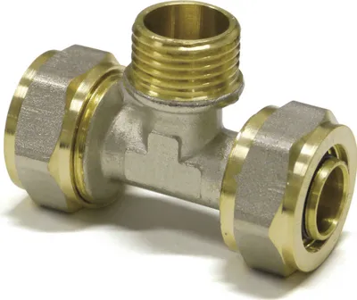 Produktbild von Pipetec Schraubfitting, T-Stück mit Außengewinde 26 x 3 mm - 1" - 26 x 3 mm für Alu-Verbundrohr