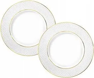 Zdjęcie produktu dla Talerz Wilmax 18 cm, biały z złotym brzegiem, porcelana, zestaw 2 szt. WL-880102101/A2