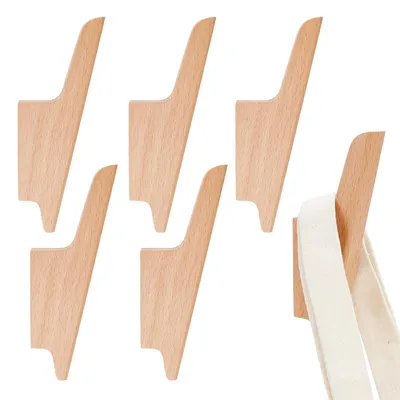 Produktbild von Set aus 6 Holz-Wandhaken - Buchenfarbe Rustikales Design