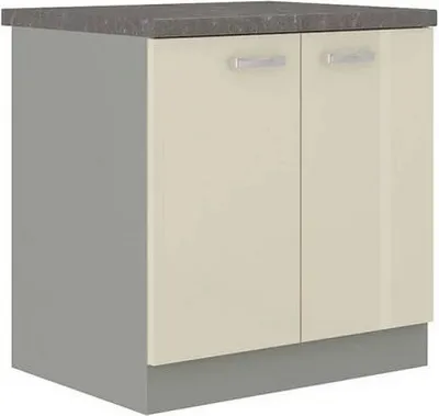 Immagine prodotto di Mobile cucina inferiore a due ante 80 cm SHAN - grigio / crema lucido