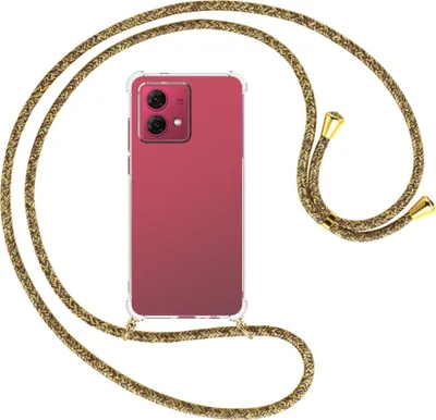 Produktbild von Handykette Backcover-Schutzhülle mit Band (Metall goldfarben) für Motorola Moto G84 5G (6.5'') - braun+beige