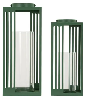 Obrázek produktu pro Sada 2 kusů luceren Linee, 18,3 x 43,5 x 18,3 cm, kov a sklo, zelená