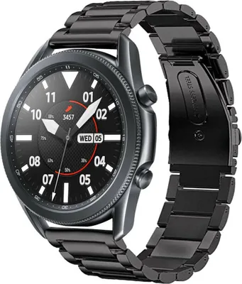 Produktbild von Strap-it Titanarmband - Kompatibel mit Samsung Galaxy Watch 3 Armband 45mm Ersatzarmband - Titanium - Hochwertiges Material - für Smartwatch 22mm Armband Schwarz