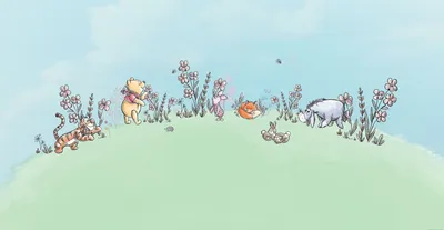 Zdjęcie produktu dla Disney fototapeta Winnie the Pooh niebieskimIzielonym - 612786 - 4 x 2,50 m