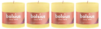 Produktbild von 4er-Set Stumpenkerze - Höhe 10 cm - Durchmesser 10 cm - Rustik - Sonnengelb