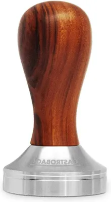 Image de Tasseur à espresso professionnel 51 mm, acier, manche en bois, argent
