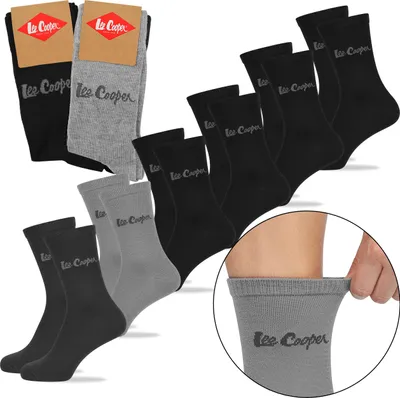 Obrázek produktu pro Lee Cooper Pánské Ponožky – 6 Párů, Dlouhé, Z Bavlny, S Logem, Velikost 39-42