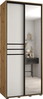 Produktbild von MEBLE KRYSPOL Davos 11 Schrank, zwei Türen - 235,2x100x60 cm - Artisan Weiß Schwarz