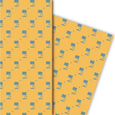 Produktbild von Elegantes Männer Geschenkpapier mit Silhouette auf orange - G5122, 32 x 48cm