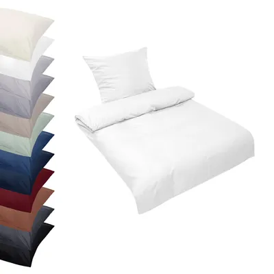 Produktbild von PREMIUM Bettwäsche Set 135x200-80x80cm MIKROFASER Bettgarnitur Kissenbezug Bettdecke Bettbezug, Farbe: Weiß