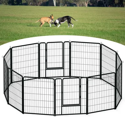 Obrázek produktu pro TRMLBE Free Run Enclosure ohrádka pro štěňata 12 kusů Kovová ohrádka pro štěňata s dvířky a zámkem a zemní kotvou Ohrádka pro štěňata 80 cm vysoká ohrádka pro psy kočky (65x80 cm/kus)
