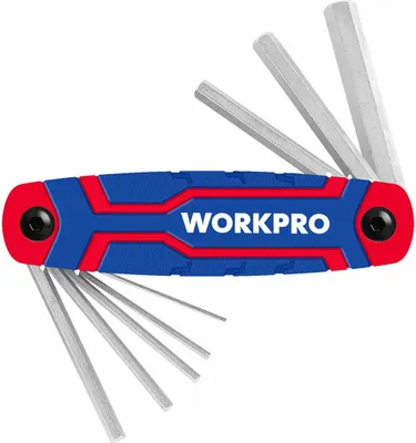 Zdjęcie produktu dla Zestaw 8 składanych kluczy sześciokątnych (metrycznych) workpro