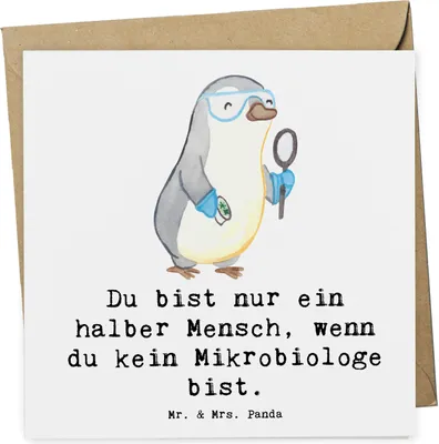 Produktbild von Mr. & Mrs. Panda Grußkarte Mikrobiologe Herz - Weiß - Geschenk, anlasskarte, Glückwunschkarte, Klappkarte, Forschung, Labor, faltkarte, doppelkarte, Witzig, Spruch, Beruf