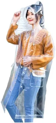 Produktbild von Famanu Regenponcho für Damen - Wasserabweisend, wiederverwendbar, mit Kapuze - Größe M