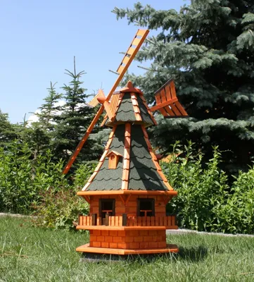 Produktbild von 1,30m große Windmühle mit Solarlicht grün Typ 6.1