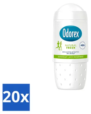 Imagen del producto de 20 unidades de desodorante roll-on Odorex, aroma Natural Fresh, 50 ml. Paquete económico