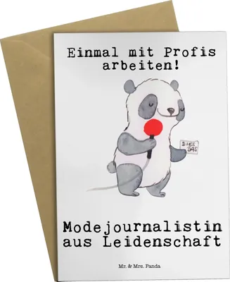 Produktbild von Mr. & Mrs. Panda Glückwunschkarte Modejournalistin Leidenschaft - Weiß - Geschenk, Witzig, einladungskarten, osterkarten, Ausbildung, Spruch, hochzeitskarten, Lustig