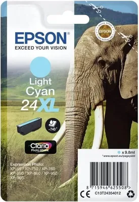Produktbild von Tintenpatrone, Epson T2435 XL Cyan Hell, Eléphant Serie, C13T24354012