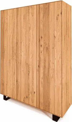 Produktbild von Kleiderschrank Leeds Wildeiche massiv 149x50x210 Metallfußgestell mit 3 Türen