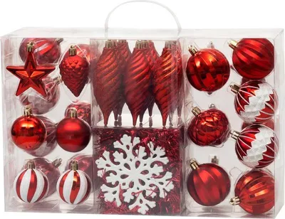 Produktbild von WEIHNACHTSKUGELN, 39 Stück, rot, Mix