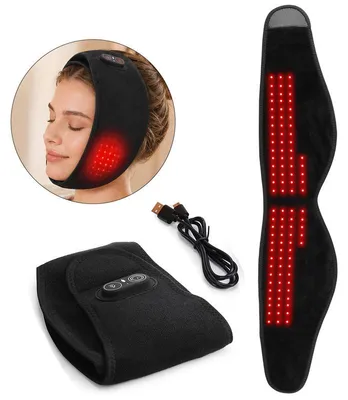 Produktbild von Gesichtswärmekissen Rotlicht 3 Stufen – Timer, 5000mAh Akku, kabellos | Kiefermassage bei Migräne & Zähneknirschen