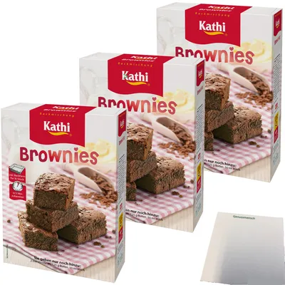 Produktbild von Kathi Backmischung für Brownies inkl. Backform 3er Pack (3x460g Packung) + usy Block