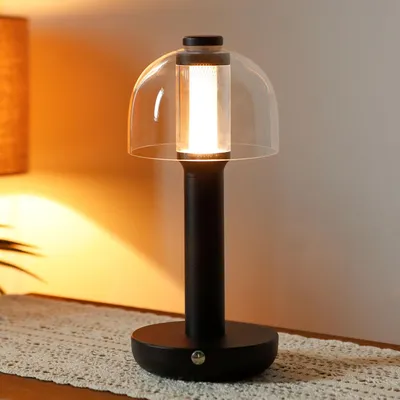 Tischlampe 30 cm, 3-Farben dimmbar, Touch-Steuerung, USB-C, Glas