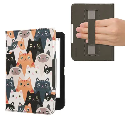 Produktbild von kwmobile Schutzhülle für Kobo Clara BW / Clara Colour / Tolino Shine (5) / Shine Color Hülle - eReader Flip Case mit Handschlaufe und Auto Sleep