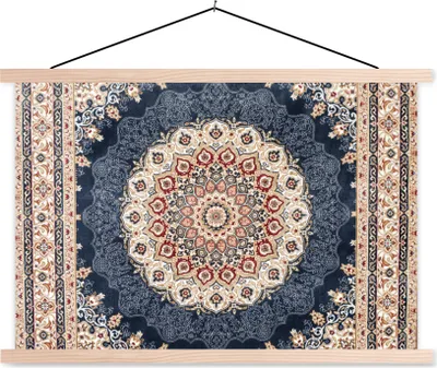 Produktbild von MuchoWow® Textilposter Persische Teppiche - Teppiche - Mandala 60x40 cm mit holzfarbenen Rahmen - Bilder