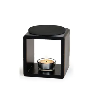 Produktbild von Duftlampe schwarz aus Holz und Keramik Öllampe Aromalampe Aromaspender