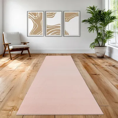 Obrázek produktu pro Růžový koberec hedvábně měkký a útulný do obývacího pokoje, ložnice, dětského pokoje Velikost - 80 x 150 cm