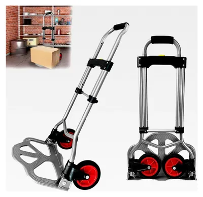 Produktbild von Aluminium Sackkarre bis 80 kg Stapelkarre Transportkarre Handkarre mit Anti-Rutsch Ladefläche und verstellbarem Griff