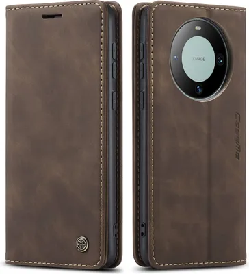 Obrázek produktu pro Huawei Mate 60 Case, RetroPolyuretankožené pouzdro s funkcí stojánku Ochranný kryt pro Huawei Mate 60 Coffee