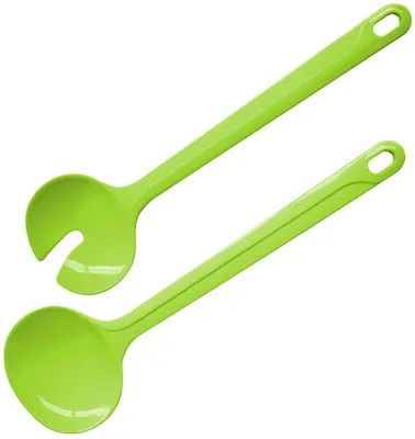 Produktbild von Fackelmann Salatbesteck TROPICAL, Salatgabel und -löffel aus Kunststoff, Vorlegebesteck mit ergonomisch geformtem Griff (Farbe: Grün)