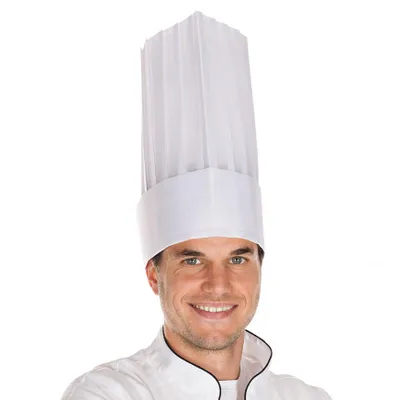 Produktbild von Franz Mensch Kochmütze LE CHEF aus Papier, weiß, 25 x 10 Stück, H 20 cm