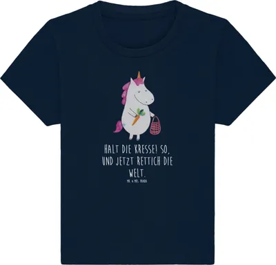 Produktbild von Mr. & Mrs. Panda Babyshirt Einhorn Gemüse 24. - 36. Monat - French Navy - Geschenk, Baby  Shirt, Kleinkind, Einhörner, T-Shirt, Unicorn, Organic, Biomarkt, Wochenmarkt