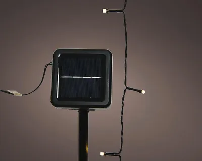 Produktbild von Solar Lichterkette Schwarz LED warmweiß 8 Modi Außenbereich Gartenbeleuchtung : 50 LEDs - 4,9 m Größe: 50 LEDs - 4,9 m