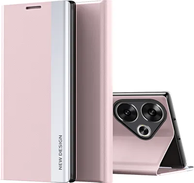 Produktbild von Xiaomi Poco F6 Hülle, Leder PolyurethanMagnetisch Klapphülle PC Innere Schutzhülle mit Standfunktion für Xiaomi Poco F6 /Redmi Turbo 3 Rosa