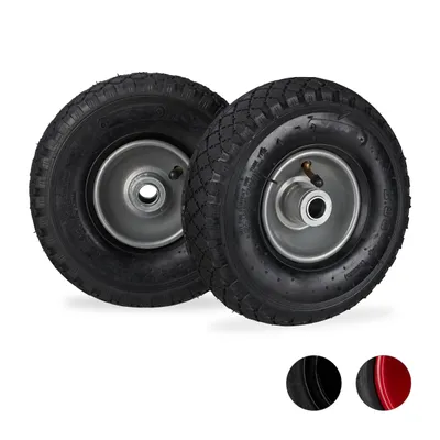 Produktbild von relaxdays 2 x Sackkarrenrad 3.00-4 schwarz-grau