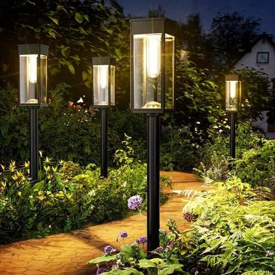 Obrázek produktu pro Venkovní solární světelná řetěz, sada 4 kusů výkonných venkovních solárních lamp, vodotěsné solární osvětlení IP65, pro terasu, zahradu, chodník, příjezdovou cestu, solární osvětlení (teplá bílá)