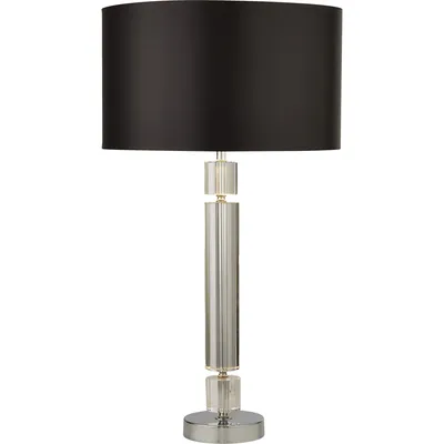 Immagine prodotto di lampada da tavolo in cromo/vetro con paralume nero e interno in argento