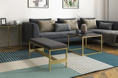 Produktbild von Gepolsterte Stahlbank „Siri“, 70 x 30 cm, Hocker, Sitzkissen im Loft-Stil