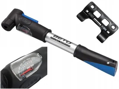 Produktbild von Beto Fahrradpumpe AV/FV mit Manometer Aluminium für Rahmenmontage