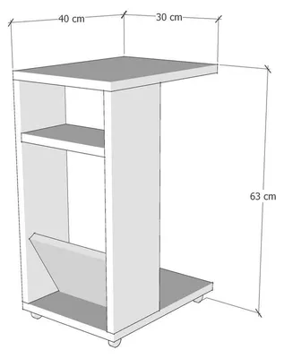 Image de Table d'appoint en bois "Filinta" - 30 x 40 x 63 cm - Blanc