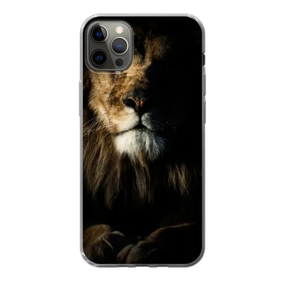 Produktbild von MuchoWow® Handyhülle Schutzhülle Hülle für iPhone 12 Pro Max Löwe - Licht - Porträt Silikon Softcase Handy Hülle - Hartschale