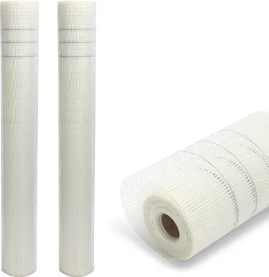 Immagine prodotto di Aopunly 2 rotoli di tessuto di rinforzo 160g/m² 4x4mm tessuto per intonaco tessuto in fibra di vetro bianco 100m²